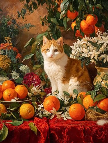 Puzzle für Erwachsene 300 Teile, DIY Kreative Unterhaltung Puzzles, schöne Geschenkidee Jigsaw Puzzle mit Orange Blume Katze-Motiv Puzzle für Erwachsene 300 Teile, DIY Kreative Unterhaltung Puzzles, schöne Geschenkidee Jigsaw Puzzle mit Orange Blume Katze-Motiv von Muaor