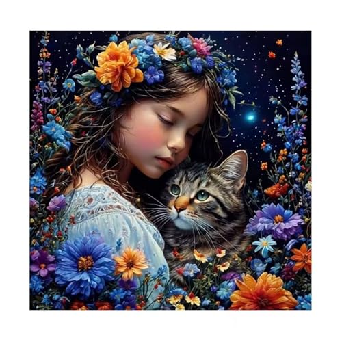 Puzzle für Erwachsene 35 Teile Blumenmädchen Katze, DIY Kreative Unterhaltung, Spaß, Klassisches Puzzles für Erwachsene Lernspiel Spielzeug Geschenk Jigsaw Puzzle 35 Teile von Muaor