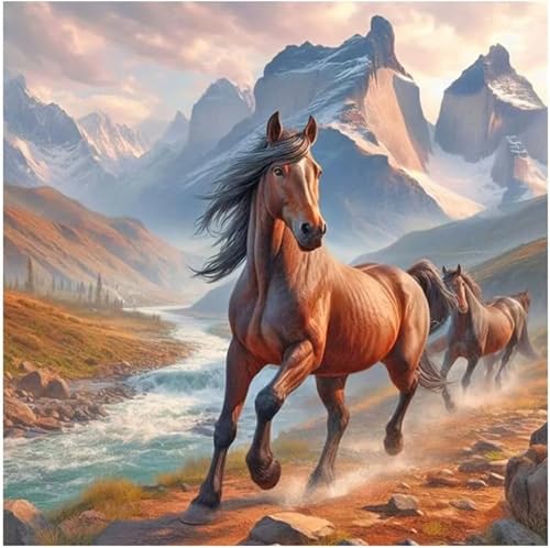 Puzzle für Erwachsene 35 Teile Gebirgsbach Pferd, DIY Kreative Unterhaltung, Spaß, Klassisches Puzzles für Erwachsene Lernspiel Spielzeug Geschenk Jigsaw Puzzle 35 Teile von Muaor