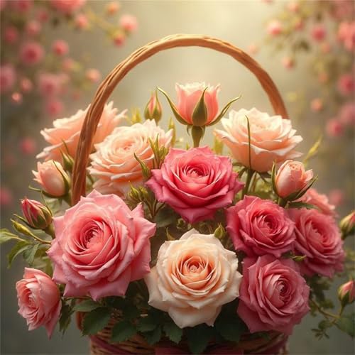 Puzzle für Erwachsene 35 Teile Rosen-Pflanzenkorb, DIY Kreative Unterhaltung, Spaß, Klassisches Puzzles für Erwachsene Lernspiel Spielzeug Geschenk Jigsaw Puzzle 35 Teile von Muaor