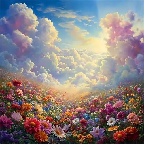 Puzzle für Erwachsene 35 Teile Weiße Wolken Wildblumen, DIY Kreative Unterhaltung, Spaß, Klassisches Puzzles für Erwachsene Lernspiel Spielzeug Geschenk Jigsaw Puzzle 35 Teile von Muaor