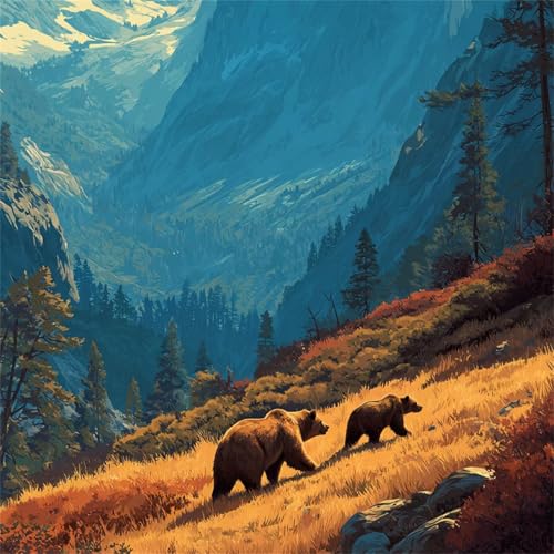 Puzzle für Erwachsene 35 Teile Wildnis Hillside Bär, DIY Kreative Unterhaltung, Spaß, Klassisches Puzzles für Erwachsene Lernspiel Spielzeug Geschenk Jigsaw Puzzle 35 Teile von Muaor