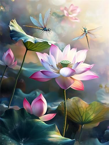 Puzzle für Erwachsene 500 Teile, DIY Kreative Unterhaltung Puzzles, schöne Geschenkidee Jigsaw Puzzle mit Sommerliche Lotus-Libellen-Motiv Puzzle für Erwachsene 500 Teile, DIY Kreative Unterhaltung Puzzles, schöne Geschenkidee Jigsaw Puzzle mit Sommerliche Lotus-Libellen-Motiv von Muaor
