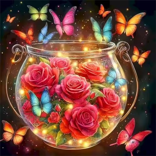 Puzzle für Erwachsene 500 Teile Glühwürmchen Rote Rose, DIY Kreative Unterhaltung, Spaß, Klassisches Puzzles für Erwachsene Lernspiel Spielzeug Geschenk Jigsaw Puzzle 500 Teile von Muaor