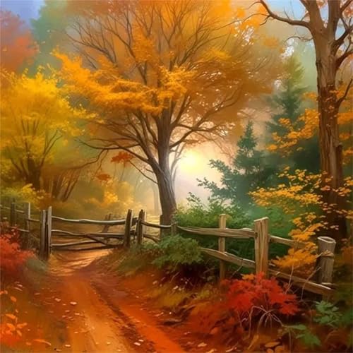 Puzzle für Erwachsene 500 Teile Herbst-Baumzaun, DIY Kreative Unterhaltung, Spaß, Klassisches Puzzles für Erwachsene Lernspiel Spielzeug Geschenk Jigsaw Puzzle 500 Teile von Muaor