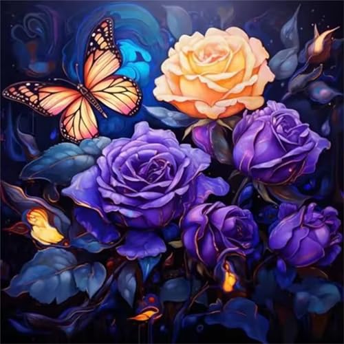 Puzzle für Erwachsene 500 Teile Lila Rose Schmetterling, DIY Kreative Unterhaltung, Spaß, Klassisches Puzzles für Erwachsene Lernspiel Spielzeug Geschenk Jigsaw Puzzle 500 Teile von Muaor