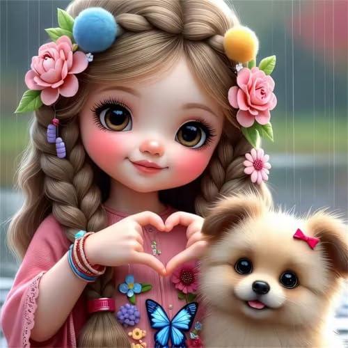 Puzzle für Erwachsene 500 Teile Niedliche Hundemädchen, DIY Kreative Unterhaltung, Spaß, Klassisches Puzzles für Erwachsene Lernspiel Spielzeug Geschenk Jigsaw Puzzle 500 Teile von Muaor