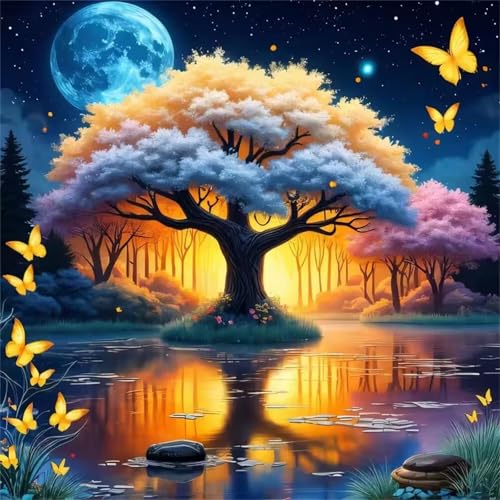 Puzzle für Erwachsene 500 Teile See-Baum-Schmetterling, DIY Kreative Unterhaltung, Spaß, Klassisches Puzzles für Erwachsene Lernspiel Spielzeug Geschenk Jigsaw Puzzle 500 Teile von Muaor