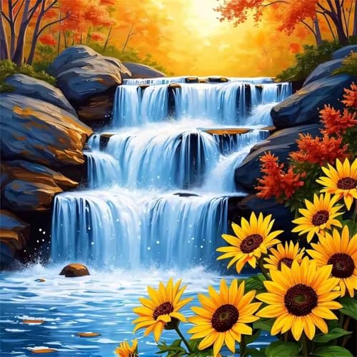 Puzzle für Erwachsene 500 Teile Wasserfall Sonnenuntergang Baum, DIY Kreative Unterhaltung, Spaß, Klassisches Puzzles für Erwachsene Lernspiel Spielzeug Geschenk Jigsaw Puzzle 500 Teile von Muaor