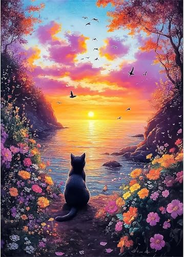 Puzzle für Erwachsene 90 Teile, DIY Kreative Unterhaltung Puzzles, schöne Geschenkidee Jigsaw Puzzle mit Gulf Sunset Katze-Motiv Puzzle für Erwachsene 90 Teile, DIY Kreative Unterhaltung Puzzles, schöne Geschenkidee Jigsaw Puzzle mit Gulf Sunset Katze-Motiv von Muaor