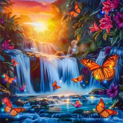 Puzzles 300 Teile für Erwachsene,Herausforderndes Rätsel,Kreative Unterhaltung Puzzles für Die Ganze Familie,Spaß Klassisches Puzzle 300,Puzzlespiele mit Schmetterlings-Wasserfall-Motiv Puzzles 300 Teile für Erwachsene,Herausforderndes Rätsel,Kreative Unterhaltung Puzzles für Die Ganze Familie,Spaß Klassisches Puzzle 300,Puzzlespiele mit Schmetterlings-Wasserfall-Motiv von Muaor