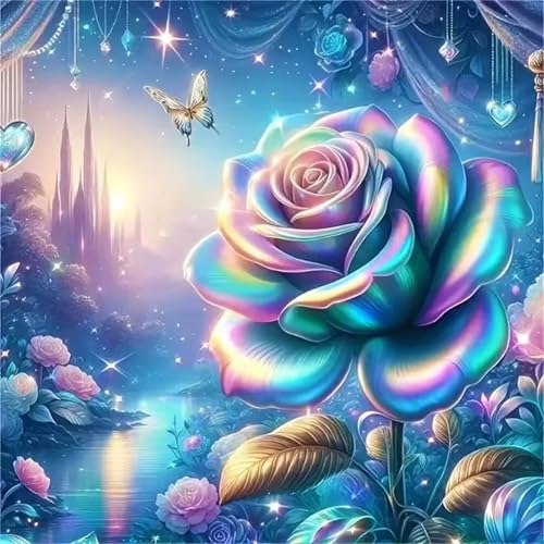 Schloss Blaue Rose Puzzle 90 Teile, Impossible Puzzles Erwachsene 90 Teile, Lernspiel Herausforderung Spielzeug, Farbenfrohes Legespiel für Home Dekoration von Muaor
