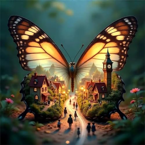 Schmetterlingsstadtwälder Puzzle 300 Teile, Impossible Puzzles Erwachsene 300 Teile, Lernspiel Herausforderung Spielzeug, Farbenfrohes Legespiel für Home Dekoration von Muaor