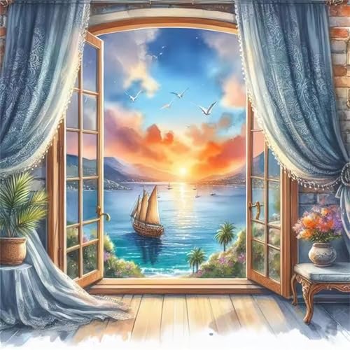 Sonnenuntergang Meereslandschaft Puzzle 90 Teile, Impossible Puzzles Erwachsene 90 Teile, Lernspiel Herausforderung Spielzeug, Farbenfrohes Legespiel für Home Dekoration von Muaor