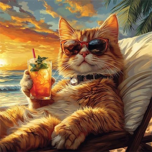 Strandkatze Puzzle 300 Teile Erwachsene,Puzzles für Erwachsene,Lernspiel Herausfordernde Familie Spiele Aktivität Geschenke für Frauen,Geschenke für Männer Strandkatze Puzzle 300 Teile Erwachsene,Puzzles für Erwachsene,Lernspiel Herausfordernde Familie Spiele Aktivität Geschenke für Frauen,Geschenke für Männer von Muaor