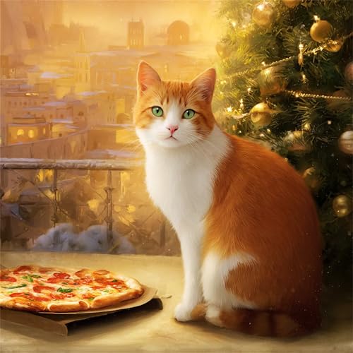 Weihnachten Orange Katze Puzzle 90 Teile, Impossible Puzzles Erwachsene 90 Teile, Lernspiel Herausforderung Spielzeug, Farbenfrohes Legespiel für Home Dekoration von Muaor