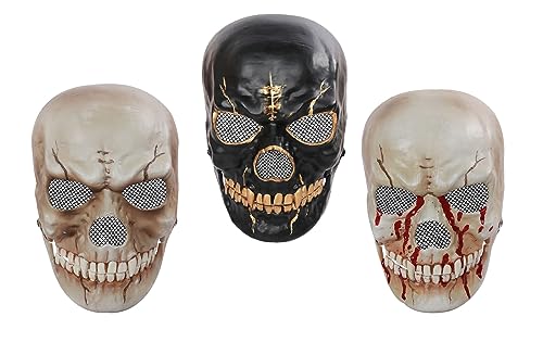 Halloween-Party-Kopfbedeckungen, Halloween-Totenkopf-Maske mit beweglichem Kiefer, Halloween-Gruselzubehör, 3 Stück von Mucee