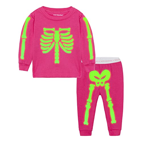 Mud Kingdom Skelett Kostüm Kinder Leuchtend Jungen Mädchen Halloween Kostüme Langarmhose Mottoparty Rosa 7-8 Jahre von Mud Kingdom