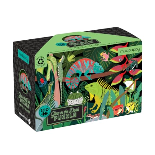 Bertoy 356369 - Glow in Dark Puzzle, Frösche & Eidechsen, 100 Teile von MudPuppy