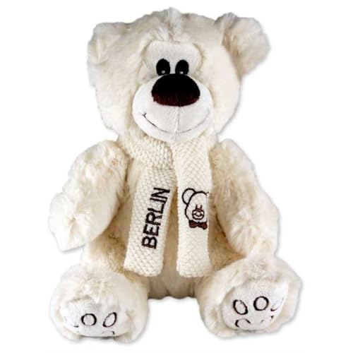 Muddastadt Kuscheliger Berlin-Teddy mit Schal, Weiss 20cm von Muddastadt
