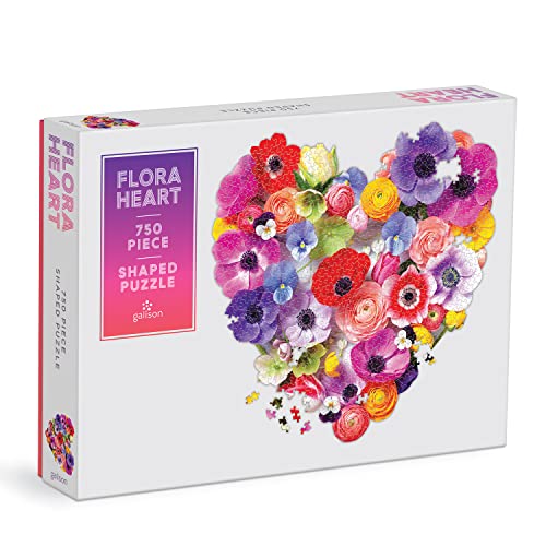 Galison 9780735373358 Flora Heart Jigsaw Puzzle, Multicoloured, 750 Pieces von Galison