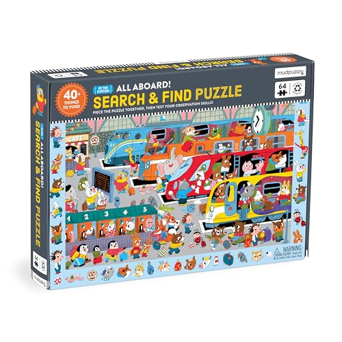 Mudpuppy 9780735377448 All Aboard Bahnhof 64 Teile Animal Puzzle suchen & Finden von MudPuppy