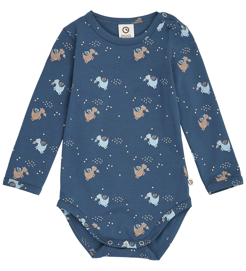 Müsli Body l/ä - Bilderbuch - Navy/Soft Blue/Walnuss - Müsli - 1 Jahr (80) - Body L/Ä von Müsli