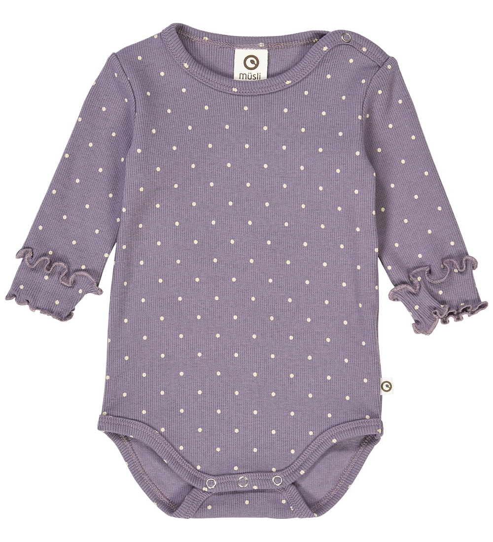 Müsli Body l/ä - Rib - Dot - Lilac Nebel/Hafer - Müsli - 2 Jahre (92) - Body L/Ä von Müsli