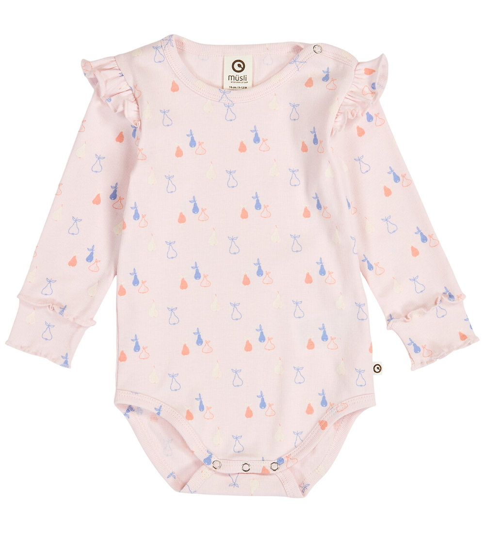 Müsli Body l/ä - Rib - Picknick Frill - Primrose/Shell Blue/Tofu - Müsli - 1 Jahr (80) - Body L/Ä von Müsli