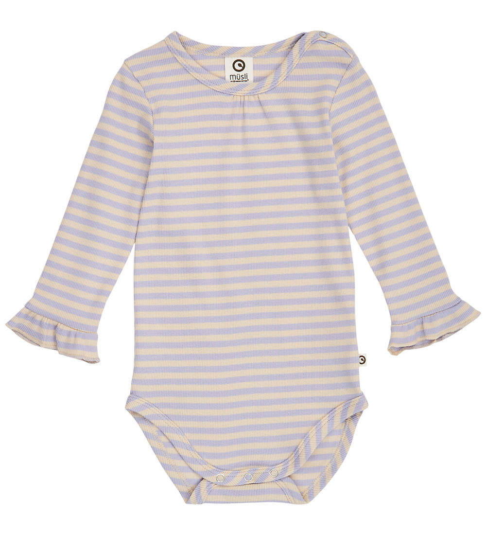 Müsli Body l/ä - Rib - Stripe - Oak/Mauve - Müsli - 1½ Jahre (86) - Body L/Ä von Müsli