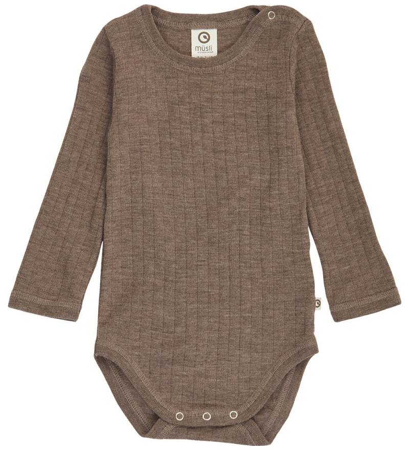 Müsli Body l/ä - Rib - Wolle - Walnussmeliert - Müsli - 1 Jahr (80) - Body L/Ä von Müsli