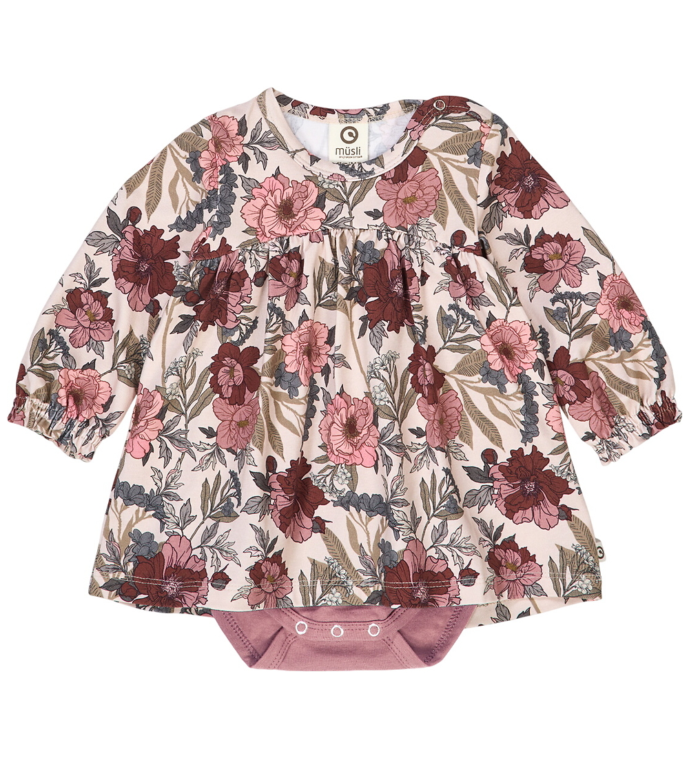 Müsli Bodykleid l/ä - Bliss - Nightingale/Root/Nostalgia Rose - Müsli - 1 Jahr (80) - Body L/Ä von Müsli