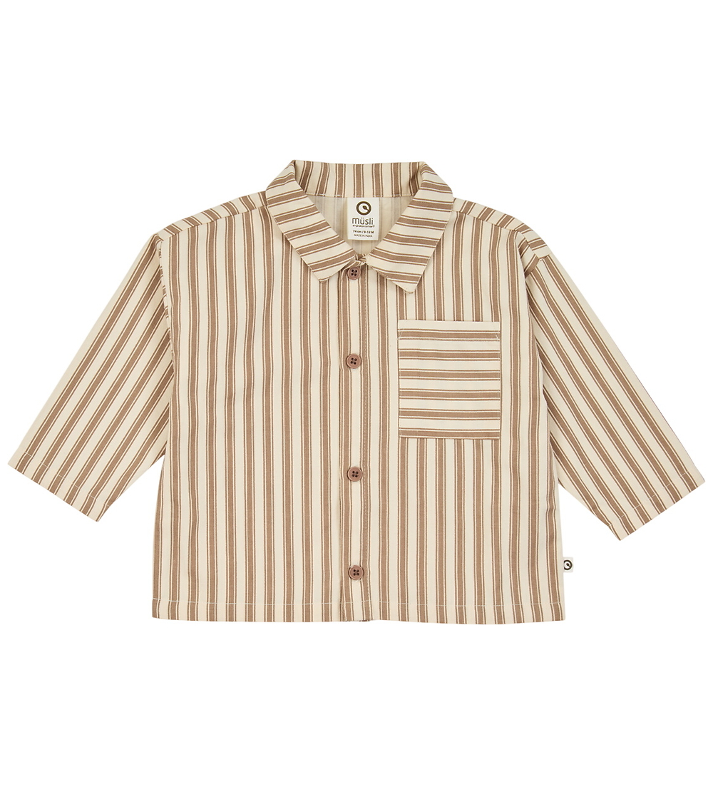 Müsli Hemd l/ä- Baby - Gewebt Stripe - Oak/Walnuss - Müsli - 2 Jahre (92) - Hemd/Bluse von Müsli
