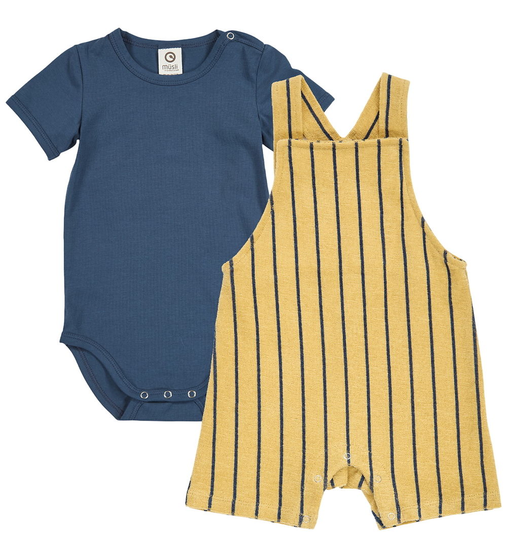 Müsli Set - Body/Latzhosen - Frottee - Hanf/Navy - Müsli - 2 Jahre (92) - Body K/Ä von Müsli