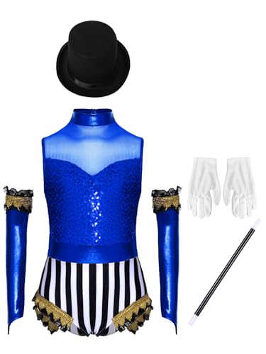 Mufeng 5 Stück Mädchen Zirkus Kostüm Zirkusdirektor Uniform Glitzer Tanzbody Pailletten Body Overall Circus Outfits Halloween Karneval Fasching Marineblau 170-176 Mufeng 5 Stück Mädchen Zirkus Kostüm Zirkusdirektor Uniform Glitzer Tanzbody Pailletten Body Overall Circus Outfits Halloween Karneval Fasching Marineblau 170-176 von Mufeng