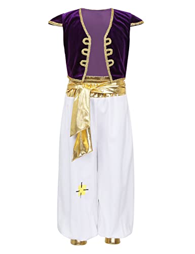 Mufeng Jungen Arabische Kleidung Samt Jacke Weste + Haremshose Kinder Arabisch Prinz Kostüm Karneval Fasching Mottoparty Outfits Lila 164-176 Mufeng Jungen Arabische Kleidung Samt Jacke Weste + Haremshose Kinder Arabisch Prinz Kostüm Karneval Fasching Mottoparty Outfits Lila 164-176 von Mufeng