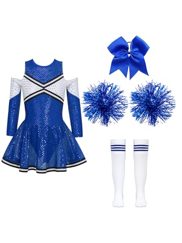 Mufeng Cheerleader Kostüm Für Mädchen Karneval Halloween Cheer Outfit Mit Pom Pom Socken Sport Event Uniform Cheerleading Outfit 4 Teile B Blau 134-140 Mufeng Cheerleader Kostüm Für Mädchen Karneval Halloween Cheer Outfit Mit Pom Pom Socken Sport Event Uniform Cheerleading Outfit 4 Teile B Blau 134-140 von Mufeng