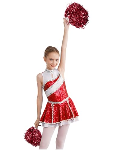 Mufeng Cheerleaderkostüm Für Mädchen Schuluniform Mit Pailletten Karnevalskleid Cheerleadingkostüm Mit Puscheln Karnevalskleid Halloween Oder Sportveranstaltung Rot 158-164 Mufeng Cheerleaderkostüm Für Mädchen Schuluniform Mit Pailletten Karnevalskleid Cheerleadingkostüm Mit Puscheln Karnevalskleid Halloween Oder Sportveranstaltung Rot 158-164 von Mufeng