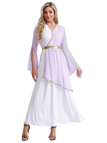 Mufeng Damen Griechische Göttin Kostüm Antike Römische Kleider Griechin Römerin Kostüm Toga Maxikleid Halloween Karneval Fasching Kostüm Lavendel L Mufeng Damen Griechische Göttin Kostüm Antike Römische Kleider Griechin Römerin Kostüm Toga Maxikleid Halloween Karneval Fasching Kostüm Lavendel L von Mufeng