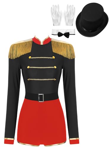 Mufeng Damen Zirkus Kostüm Ringmaster Zirkusdirektor Uniform Langarm Body Overall Kurz Jumpsuit Halloween Karneval Fasching Tanzkostüm B Schwarz M Mufeng Damen Zirkus Kostüm Ringmaster Zirkusdirektor Uniform Langarm Body Overall Kurz Jumpsuit Halloween Karneval Fasching Tanzkostüm B Schwarz M von Mufeng