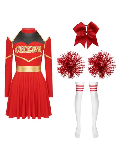 Mufeng Frauen Kostüm Outfit Pom Poms Haarband Gestreifte Socken Cheerleading Uniform Halloween Karneval Fancy Dress Für Die High School Rot B XXL Mufeng Frauen Kostüm Outfit Pom Poms Haarband Gestreifte Socken Cheerleading Uniform Halloween Karneval Fancy Dress Für Die High School Rot B XXL von Mufeng