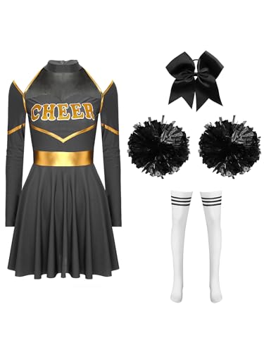 Mufeng Frauen Kostüm Outfit Pom Poms Haarband Gestreifte Socken Cheerleading Uniform Halloween Karneval Fancy Dress Für Die High School Schwarz B M Mufeng Frauen Kostüm Outfit Pom Poms Haarband Gestreifte Socken Cheerleading Uniform Halloween Karneval Fancy Dress Für Die High School Schwarz B M von Mufeng