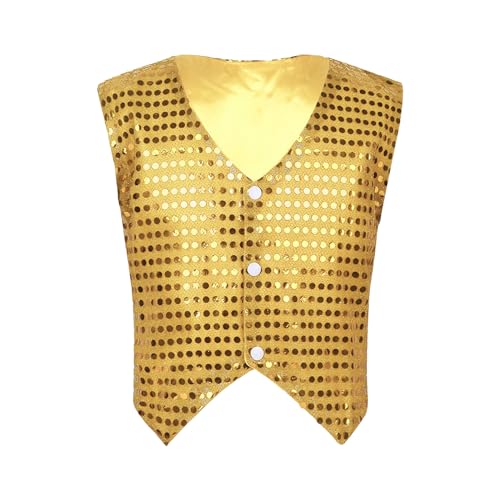 Mufeng Glitzerweste für Kinder Gold Silber Tanzkostüm Hip Hop Jazz Theateraufführung Tanzweste ohne Ärmel Karnevalsjacke Gold 98-104 Mufeng Glitzerweste für Kinder Gold Silber Tanzkostüm Hip Hop Jazz Theateraufführung Tanzweste ohne Ärmel Karnevalsjacke Gold 98-104 von Mufeng