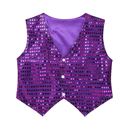 Mufeng Glitzerweste für Kinder Gold Silber Tanzkostüm Hip Hop Jazz Theateraufführung Tanzweste ohne Ärmel Karnevalsjacke Lila 110-116 Mufeng Glitzerweste für Kinder Gold Silber Tanzkostüm Hip Hop Jazz Theateraufführung Tanzweste ohne Ärmel Karnevalsjacke Lila 110-116 von Mufeng