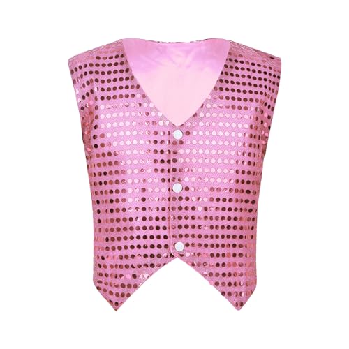 Mufeng Glitzerweste für Kinder Gold Silber Tanzkostüm Hip Hop Jazz Theateraufführung Tanzweste ohne Ärmel Karnevalsjacke Rosa 122-128 Mufeng Glitzerweste für Kinder Gold Silber Tanzkostüm Hip Hop Jazz Theateraufführung Tanzweste ohne Ärmel Karnevalsjacke Rosa 122-128 von Mufeng