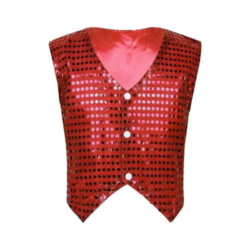 Mufeng Glitzerweste für Kinder Gold Silber Tanzkostüm Hip Hop Jazz Theateraufführung Tanzweste ohne Ärmel Karnevalsjacke Rot 122-128 Mufeng Glitzerweste für Kinder Gold Silber Tanzkostüm Hip Hop Jazz Theateraufführung Tanzweste ohne Ärmel Karnevalsjacke Rot 122-128 von Mufeng