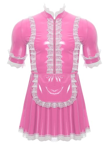 Mufeng Herrenkostüm Dienstmädchenkleid Sissy Maid Kleid Aus Lackiertem Leder Outfit Für Junggesellenabschied Wetlook Kleid Kurzes Outfit Rollenspiel Kostüm Rosa 4XL Mufeng Herrenkostüm Dienstmädchenkleid Sissy Maid Kleid Aus Lackiertem Leder Outfit Für Junggesellenabschied Wetlook Kleid Kurzes Outfit Rollenspiel Kostüm Rosa 4XL von Mufeng