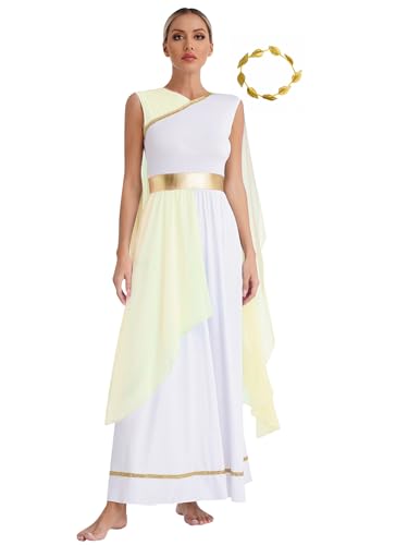 Mufeng Historisches Römisches Kostüm Damenkleid Griechische Göttin Toga Kaiserin Mit Goldener Kopfbedeckung Kostüm Der Athena Elegantes Operakleid Für Halloween Sekt XXL Mufeng Historisches Römisches Kostüm Damenkleid Griechische Göttin Toga Kaiserin Mit Goldener Kopfbedeckung Kostüm Der Athena Elegantes Operakleid Für Halloween Sekt XXL von Mufeng