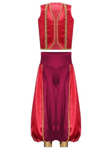 Mufeng Jungen Arabisch Prinz Kostüm Sultan Indische Arabische Kleidung Orientalische Weste + Haremshose Karneval Fasching Party Outfits Weinrot 170-176 Mufeng Jungen Arabisch Prinz Kostüm Sultan Indische Arabische Kleidung Orientalische Weste + Haremshose Karneval Fasching Party Outfits Weinrot 170-176 von Mufeng