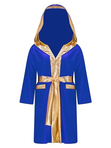 Mufeng Jungen Kickboxer Robe Satin Boxer Mantel Muay Thai Boxkampf Umhang Cape Langarm Bademantel Kapuze Morgenmantel mit Gürtel A Königsblau 146-152 Mufeng Jungen Kickboxer Robe Satin Boxer Mantel Muay Thai Boxkampf Umhang Cape Langarm Bademantel Kapuze Morgenmantel mit Gürtel A Königsblau 146-152 von Mufeng